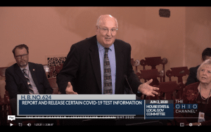 CREENSHOT VIA THE OHIO CHANNEL Geauga County Probate/Juvenile Court Judge Timothy Grendell is seen here testifying before the Ohio House State and Local Government Committee June 6, 2020. Grendell spoke in support of a bill his wife, state Rep. Diane Grendell, introduced that May. The Ohio Supreme Court Office of Disciplinary Counsel filed a complaint against Grendell Nov. 10 on four counts — including that he abused the prestige of judicial office in his testimony.